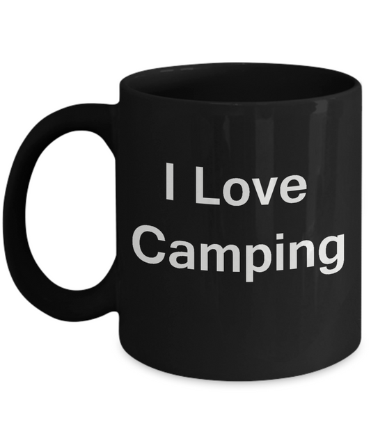 Camping Travel mug - Porcelain Travel mugs Funny Coffee Mug,  Black coffee mugs 11 oz