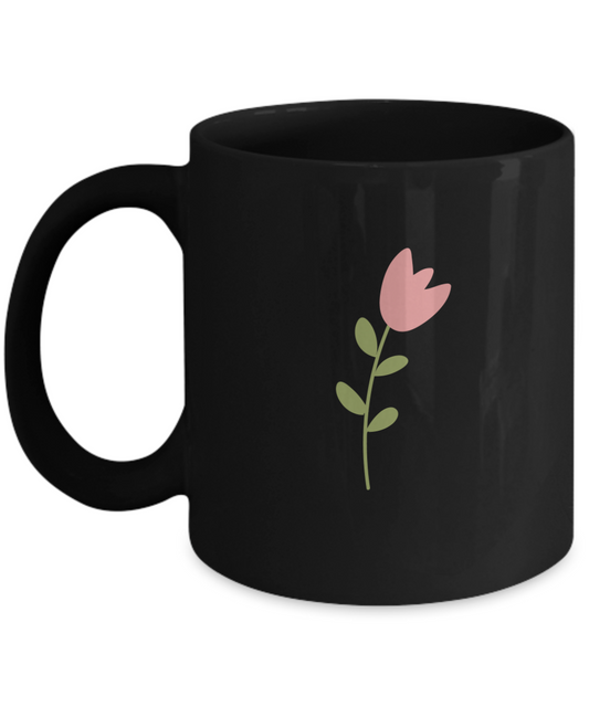 Floral Rose Black Mugs - Funny Christmas Gifts - Porcelain  Black coffee mugs 11 oz