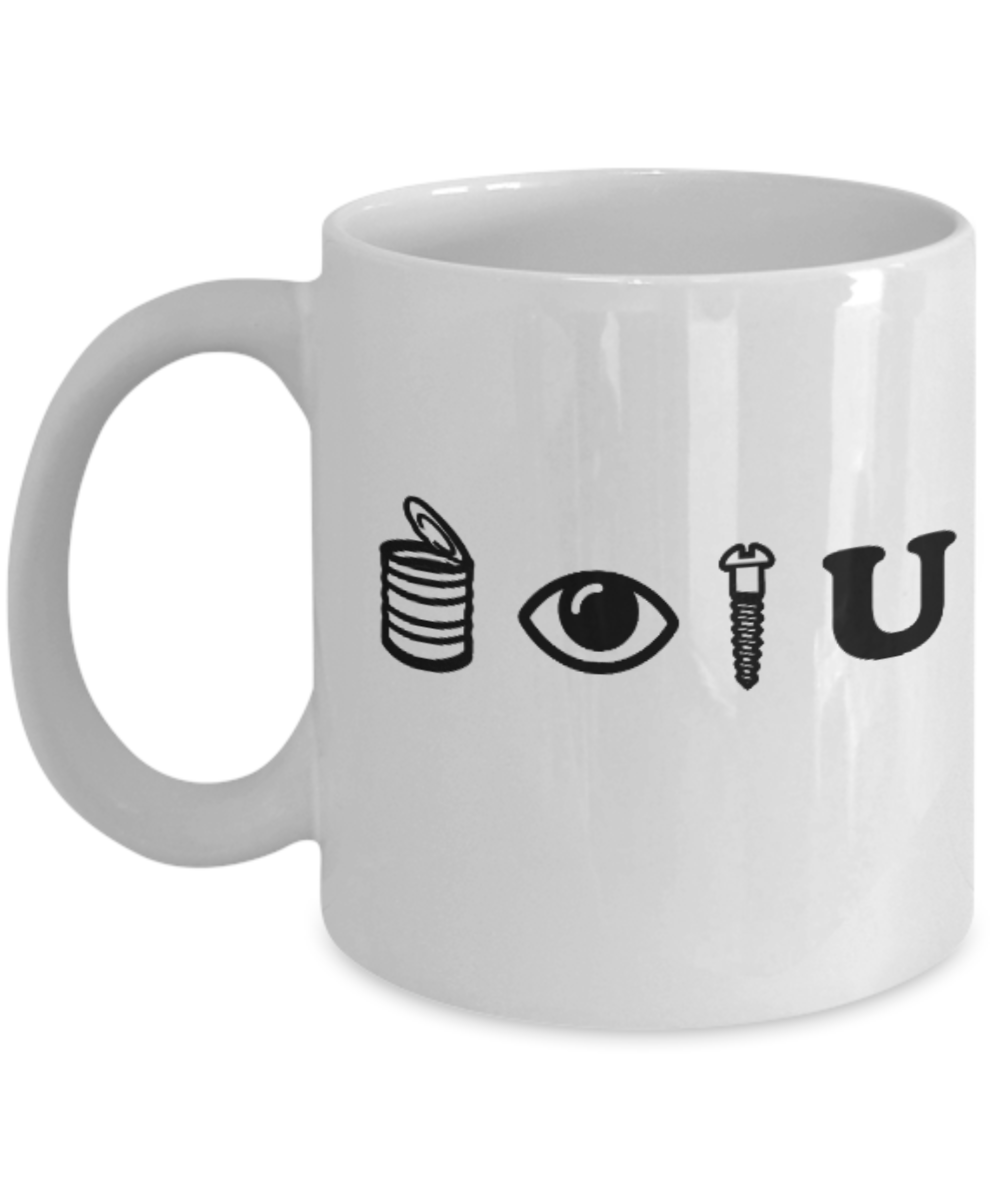 Pop culture lovers mugs , Can Eye - White Coffee Mug Porcelain Tea Cup 11 oz - Great Gift