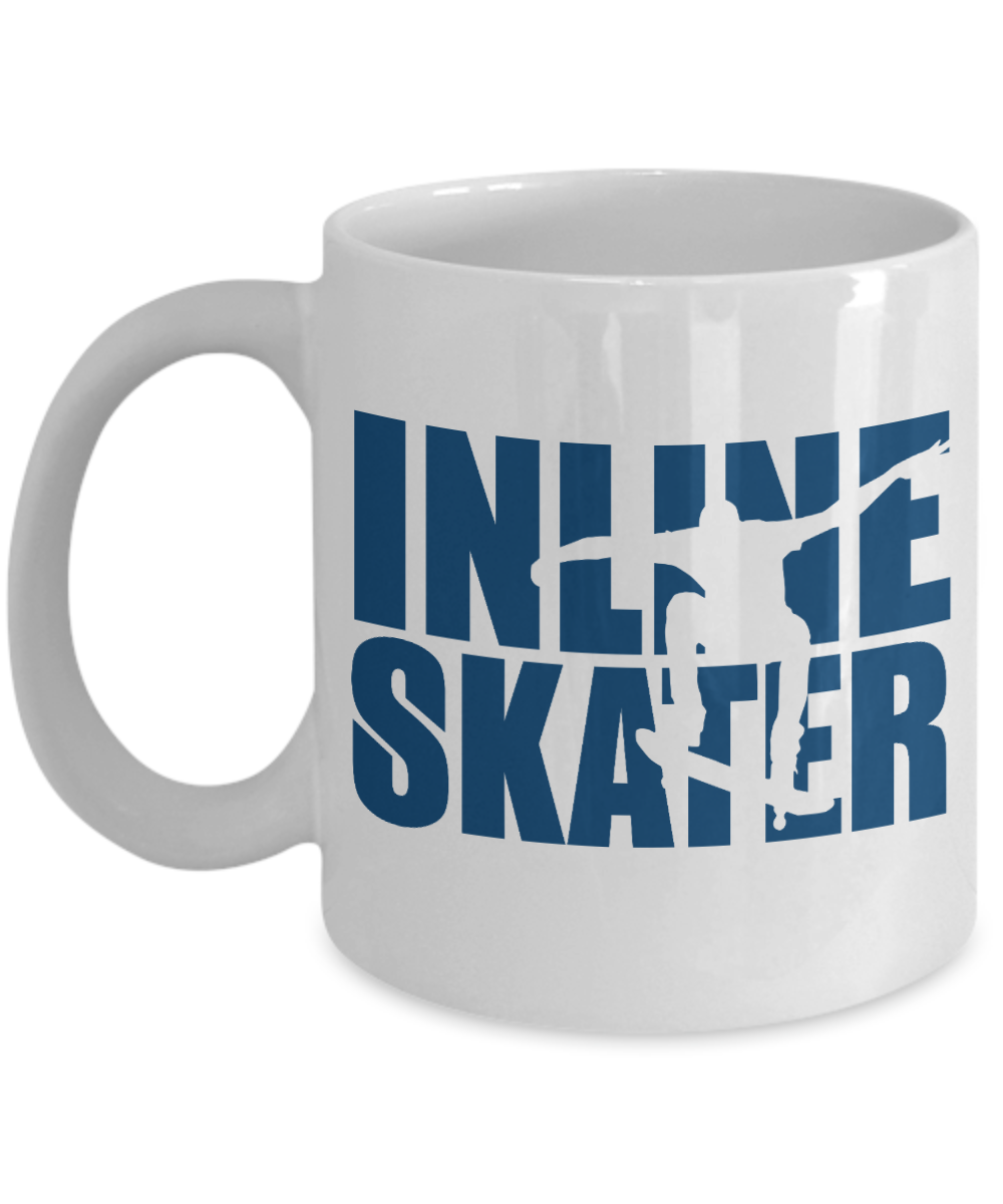 Skater Coffee Mug, Inline Skater-White Porcelain Coffee Mug 11 oz for Skater, Skating, Student , Coach, Son, Daughter, Dad