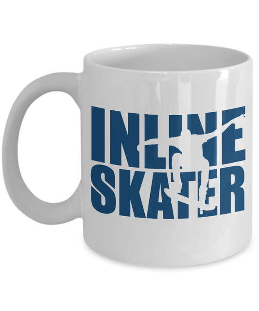 Skater Coffee Mug, Inline Skater-White Porcelain Coffee Mug 11 oz for Skater, Skating, Student , Coach, Son, Daughter, Dad