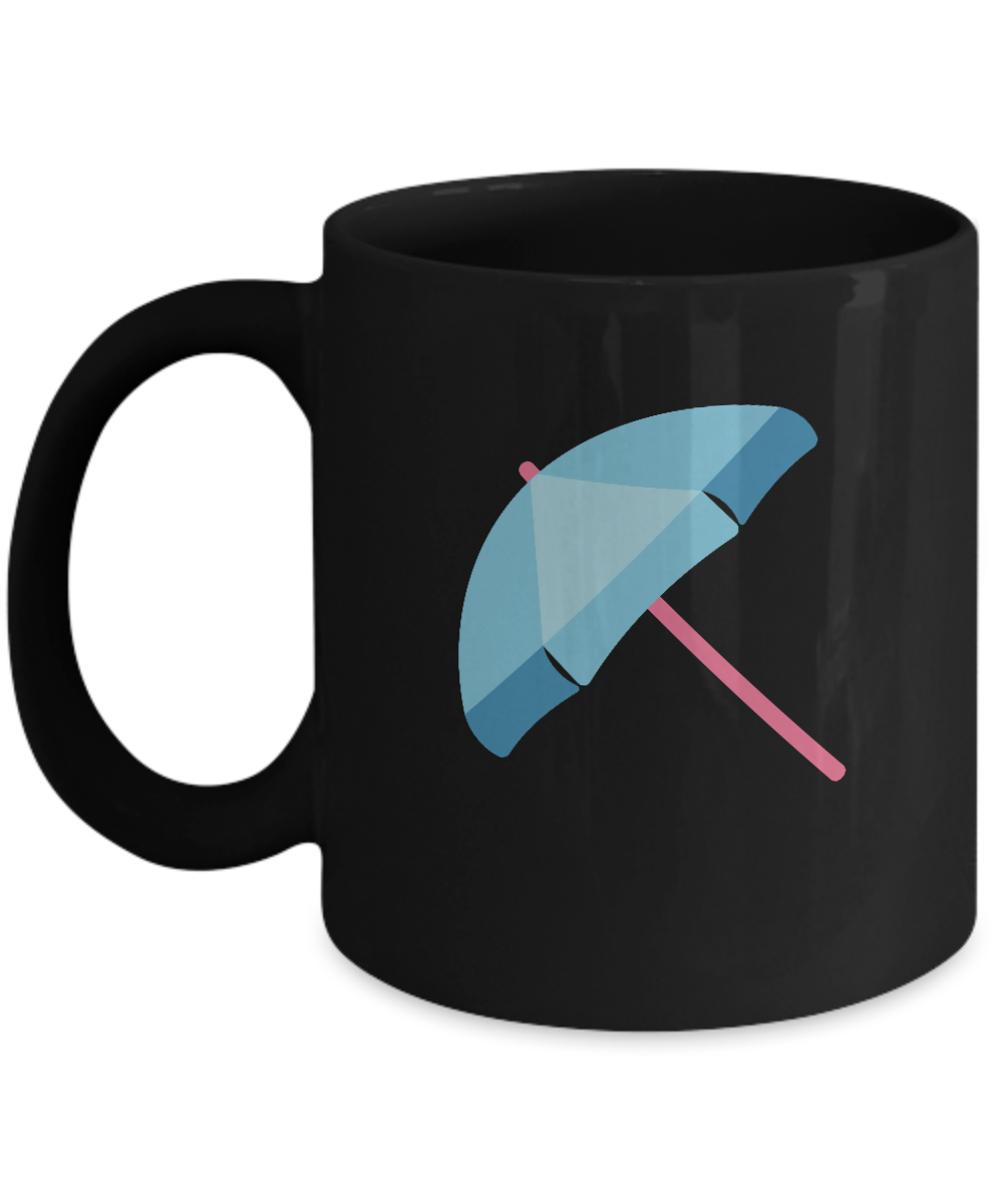 Beach Umbrella Black Mugs - Funny Christmas Gifts - Black Coffee Mug Birthday Gag Gifts 11 oz
