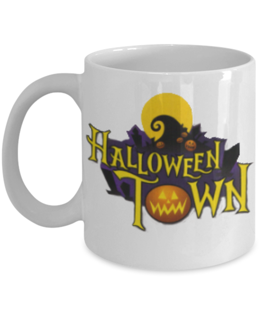Halloween Town Mug - White Porcelain Coffee Cup,Premium 11 oz White coffee cup