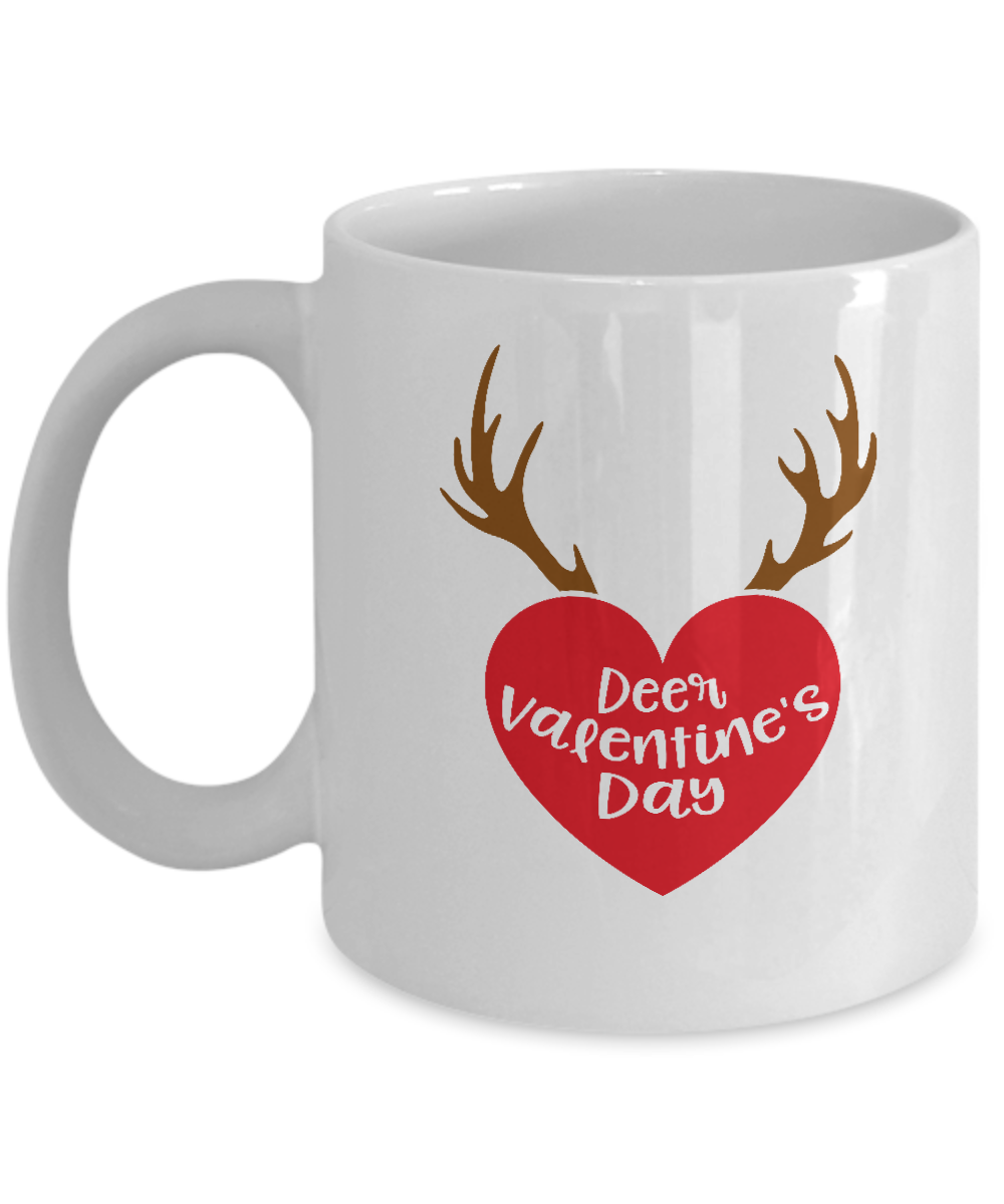 Deer valentine's day coffee Mugs - Funny Valentines day Gifts - White coffee mugs 11 oz