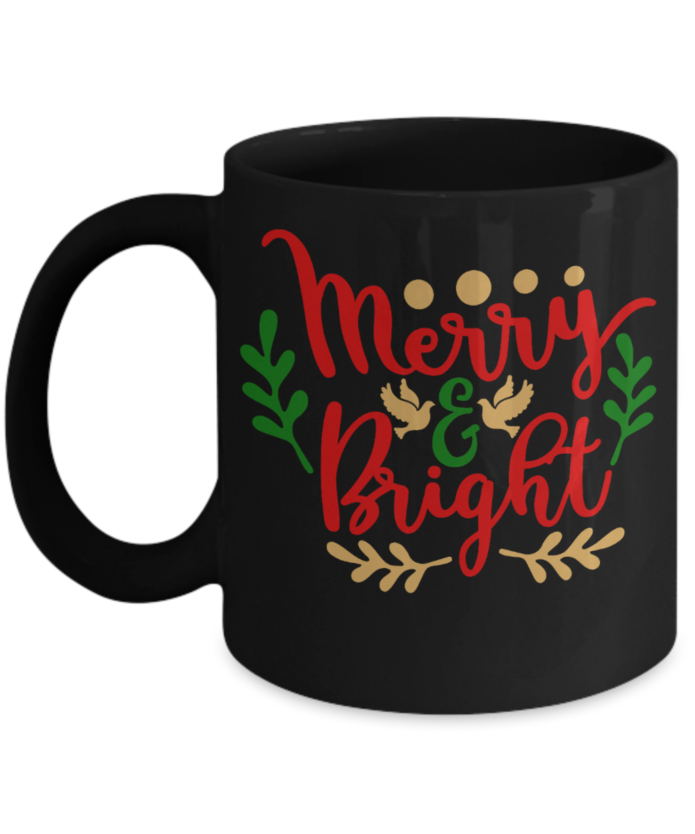 Knightmare before christmas mug - Merry and Bright - Funny Christmas Gifts Mugs, Christmas Gifts for family Ceramic Cup Black, Funny Mugs Gift Ideas 11 Oz