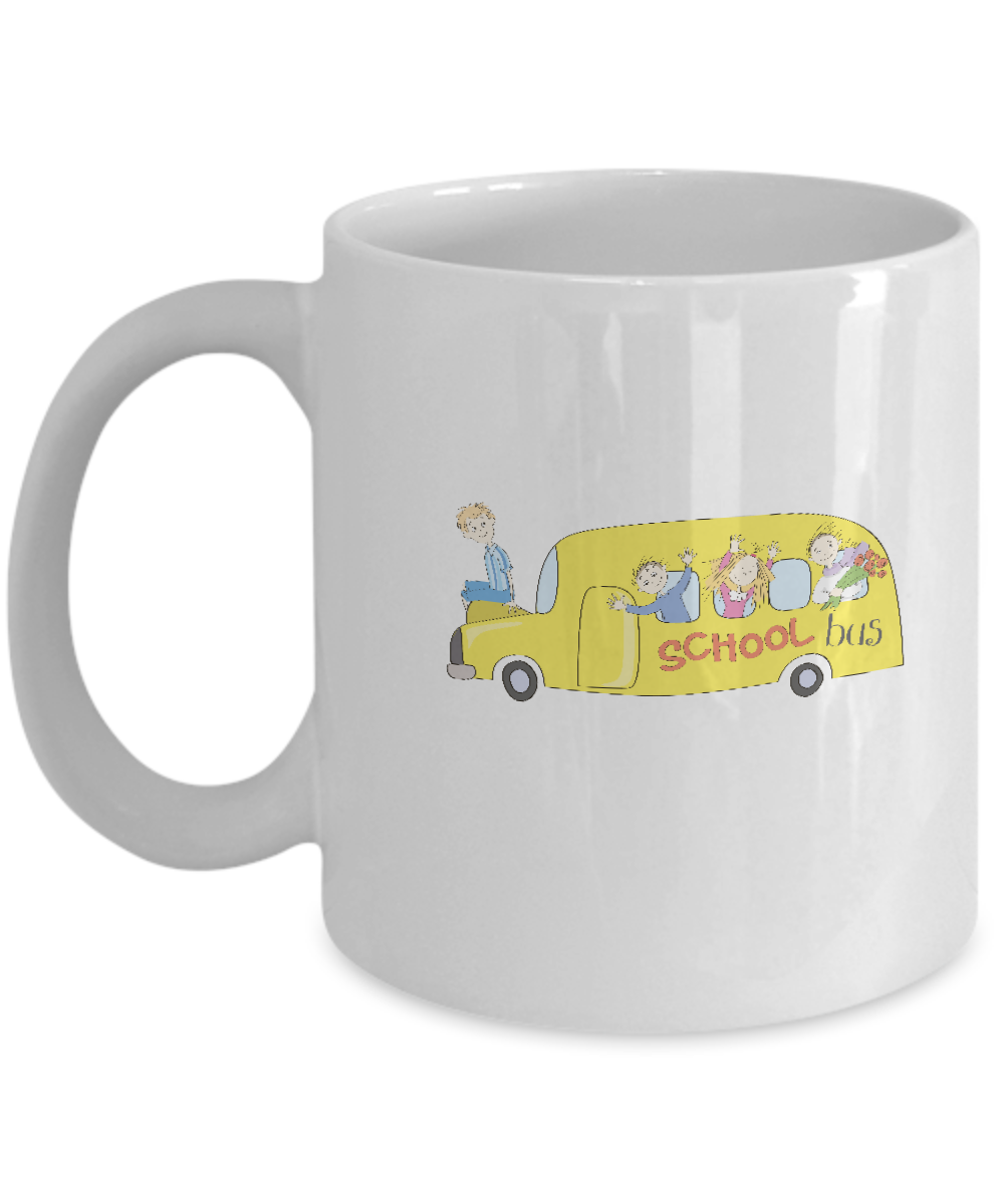 School Bus Students coffee mugs - Funny Christmas White coffee mugs 11 oz