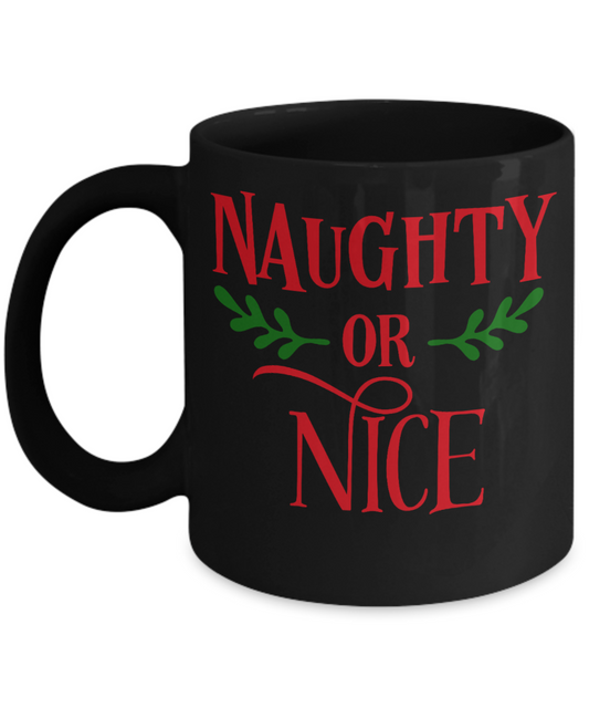 Knightmare before christmas mug - Naughty or Nice - Funny Christmas Gifts Mugs, Christmas Gifts for family Ceramic Cup Black, Funny Mugs Gift Ideas 11 Oz