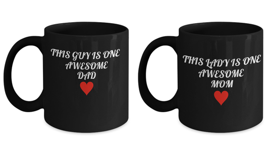 One Awesome Dad This Guy Is One Awesome Dad and This Lady Is One Awesome Black mugs 11 oz