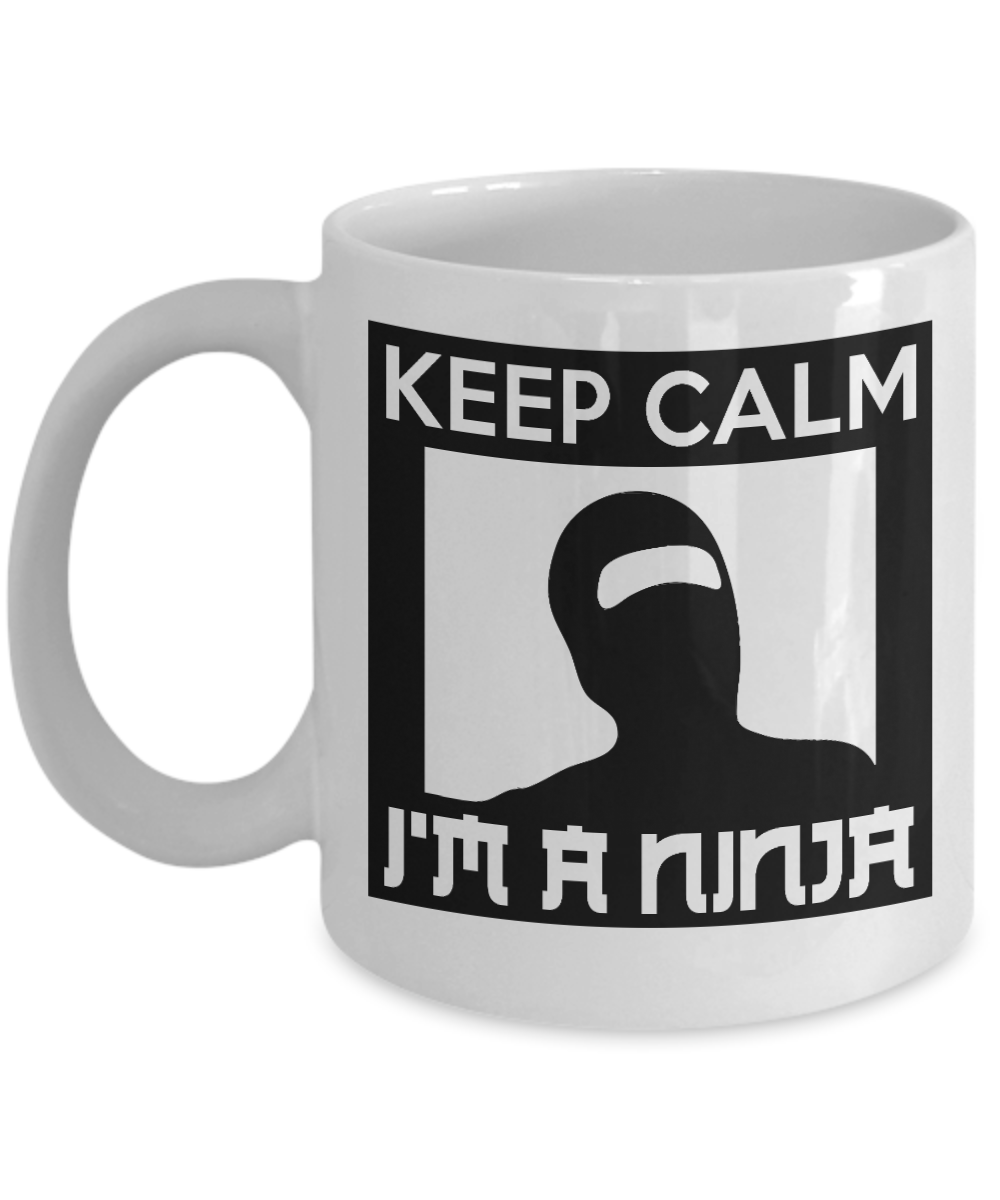 Martial Arts Master Coffee Mug, Keep Calm I'm A Ninja-White Porcelain Coffee Mug 11 oz For Karate, Kung Fu, Student, Master, Instructor