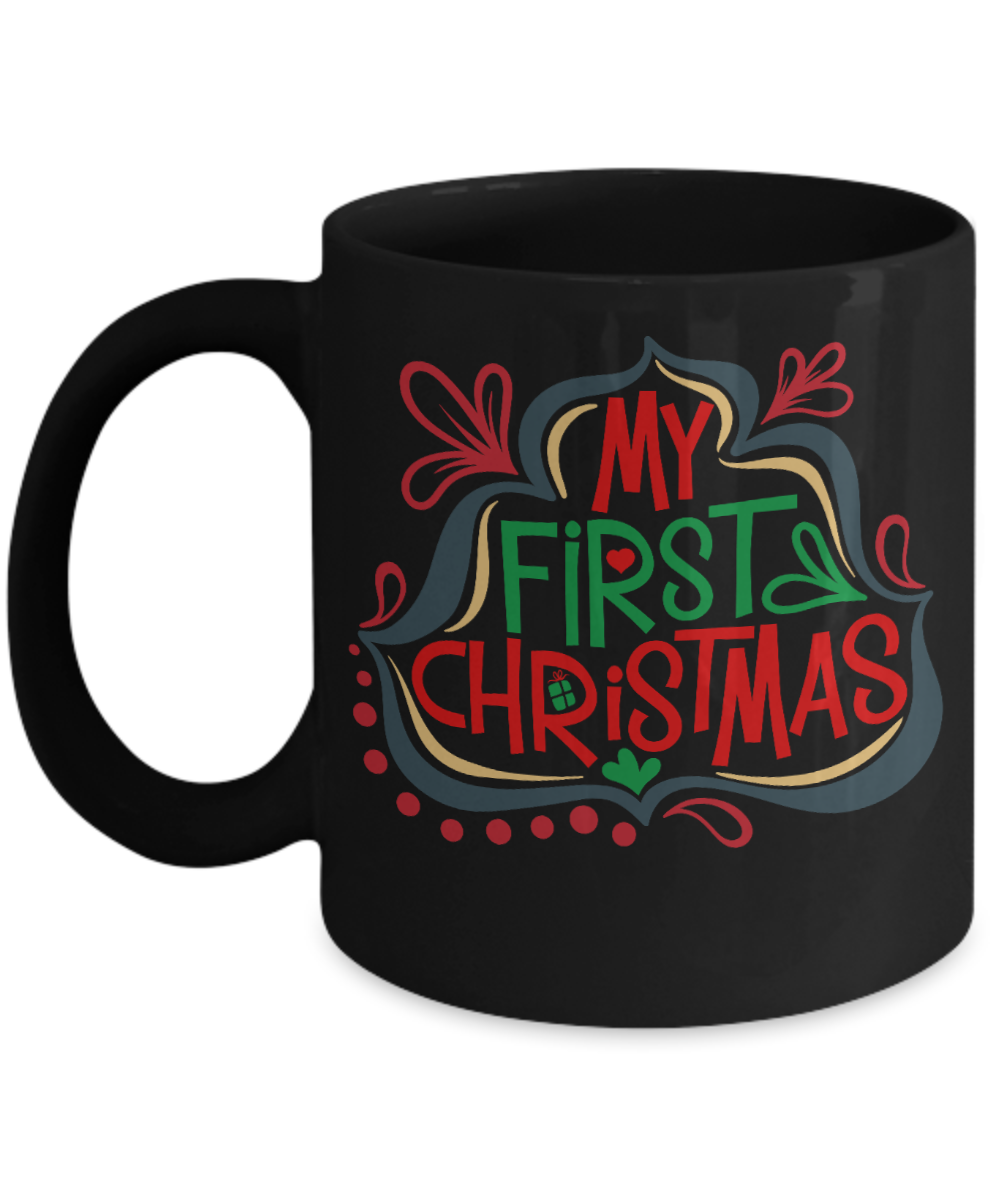 Knightmare before christmas mug - My First Christmas - Funny Christmas Gifts Mugs, Christmas Gifts for family Ceramic Cup Black, Funny Mugs Gift Ideas 11 Oz