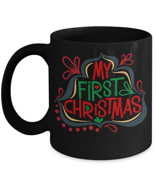 Knightmare before christmas mug - My First Christmas - Funny Christmas Gifts Mugs, Christmas Gifts for family Ceramic Cup Black, Funny Mugs Gift Ideas 11 Oz