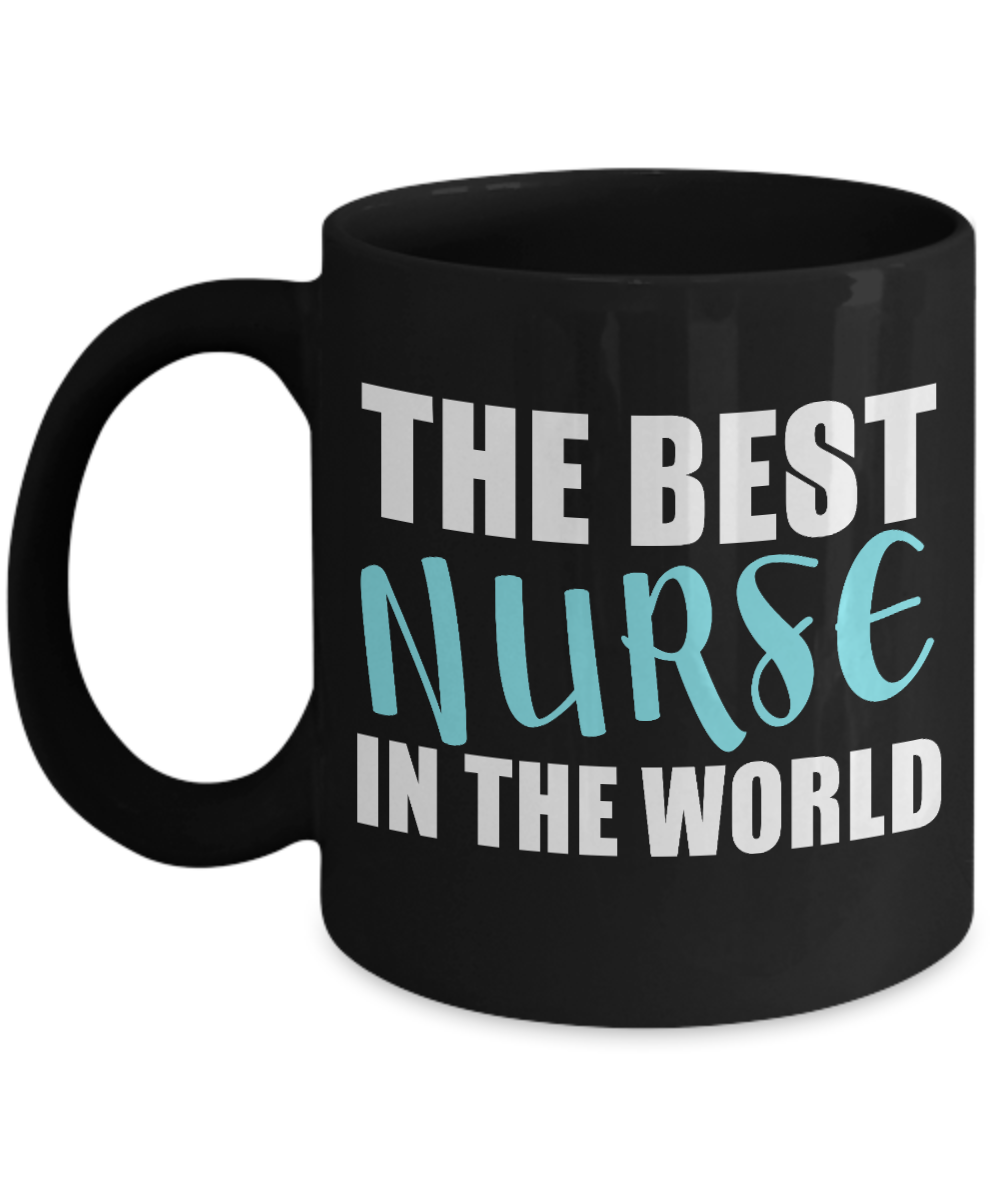 Nurse Appreciation Coffee Mug,The Best nurse in the World-Black Porcelain Coffee Mug 11 oz for Nurse,Nursing, Medical, Student,dad,mom