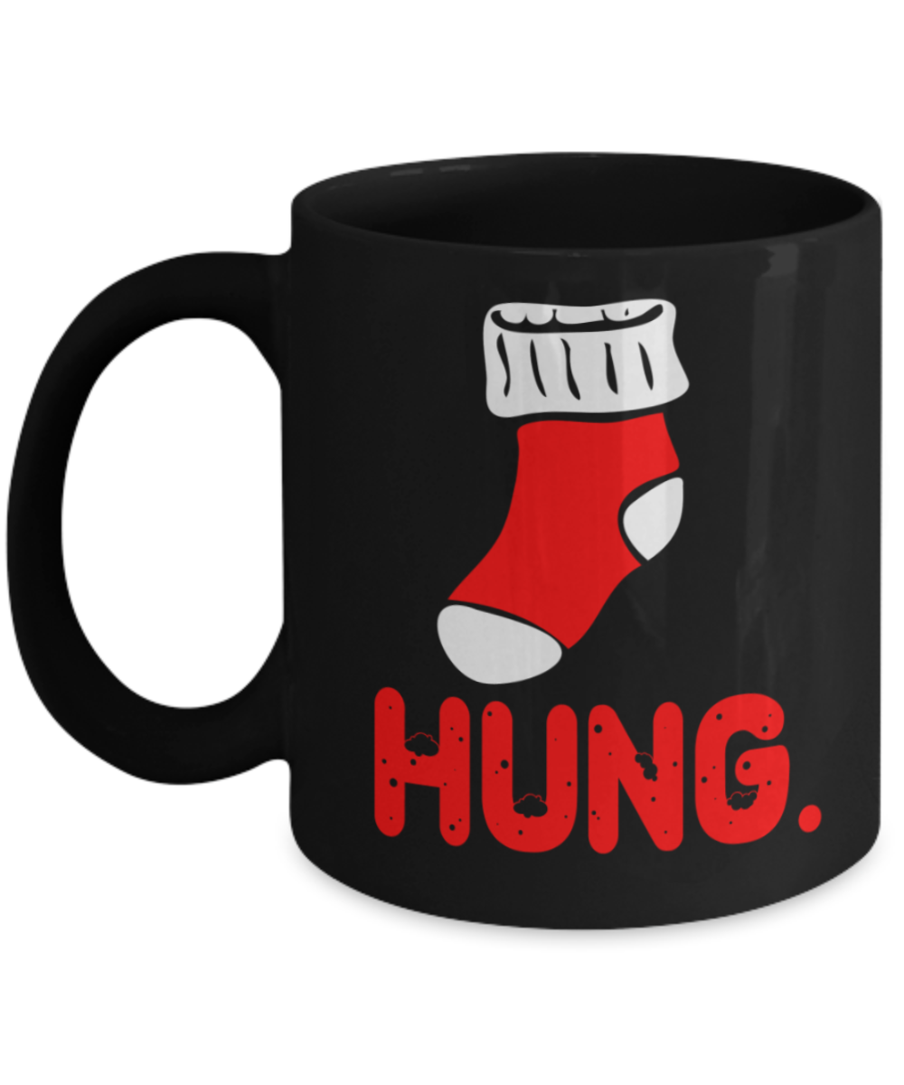 Christmas gift ideas, Hung - Funny Black Porcelain Coffee Mug Cute Ceramic Cup 11 oz