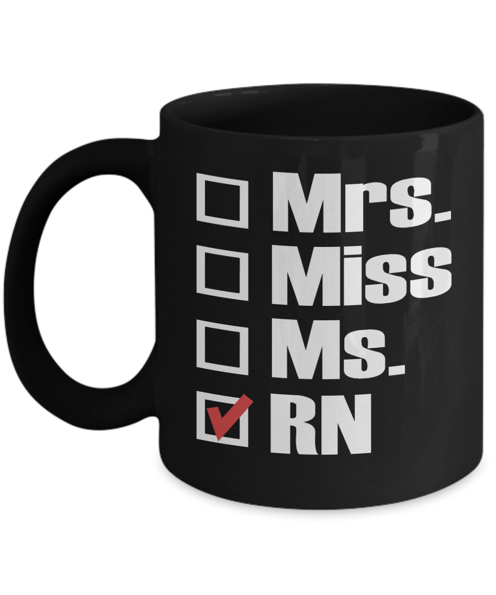 Nurse Coffee Mug, Registered Nurse coffee Mug- Black Porcelain Coffee Mug 11 Oz Funny Quotes Coffee Mug