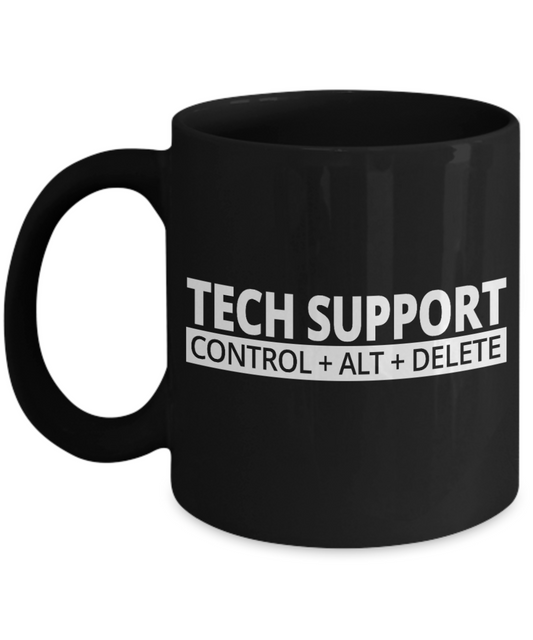 Computer Geek Gift Coffee mug, Tech Support Control+ Alt +Delete -Black Porcelain Coffee Mug 11 oz for Software, Web, Developer, Programmer, Computer Engineer, App Developer