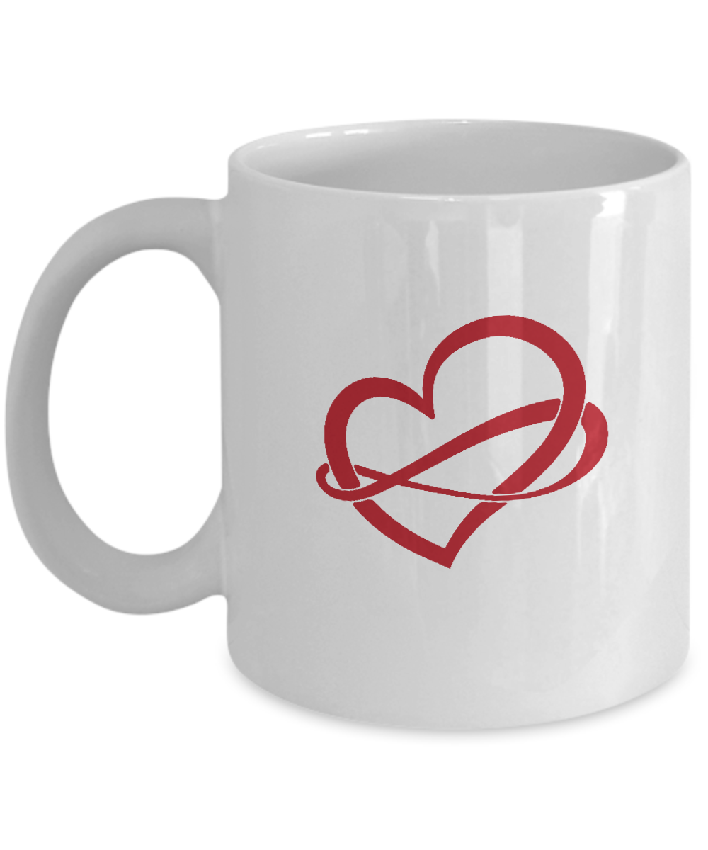 Infinite Heart Love white mugs - Funny Christmas Gifts - Funny White coffee mugs 11 oz