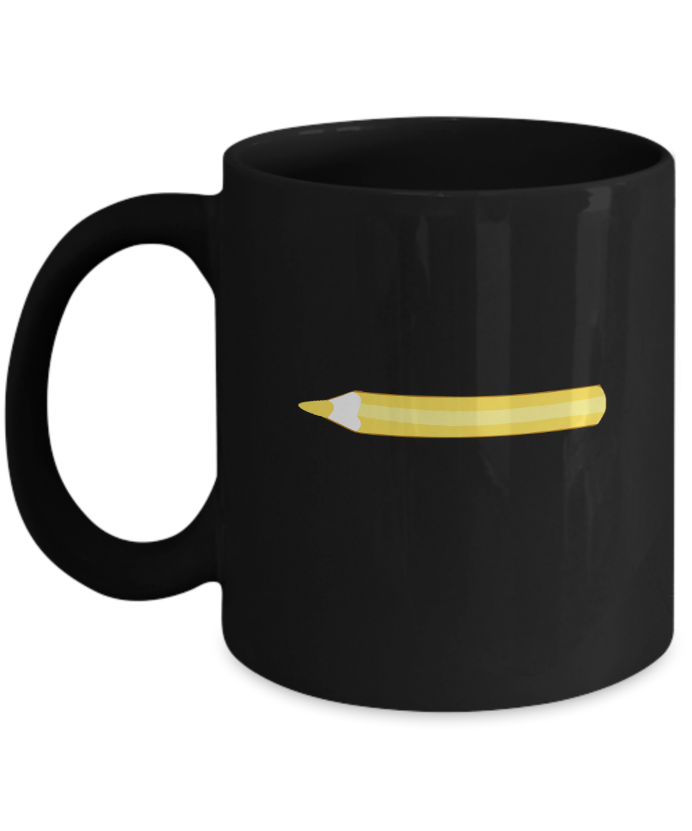 Pencil Yellow 3 Black Mugs - Funny coffee mugs - Black coffee mugs 11 oz