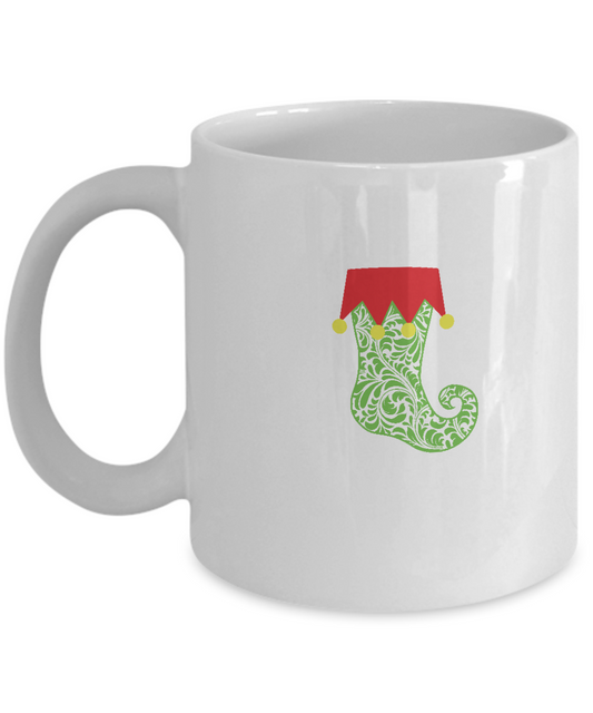 Pattern Stocking Green coffee mugs - Funny Christmas White coffee mugs 11 oz