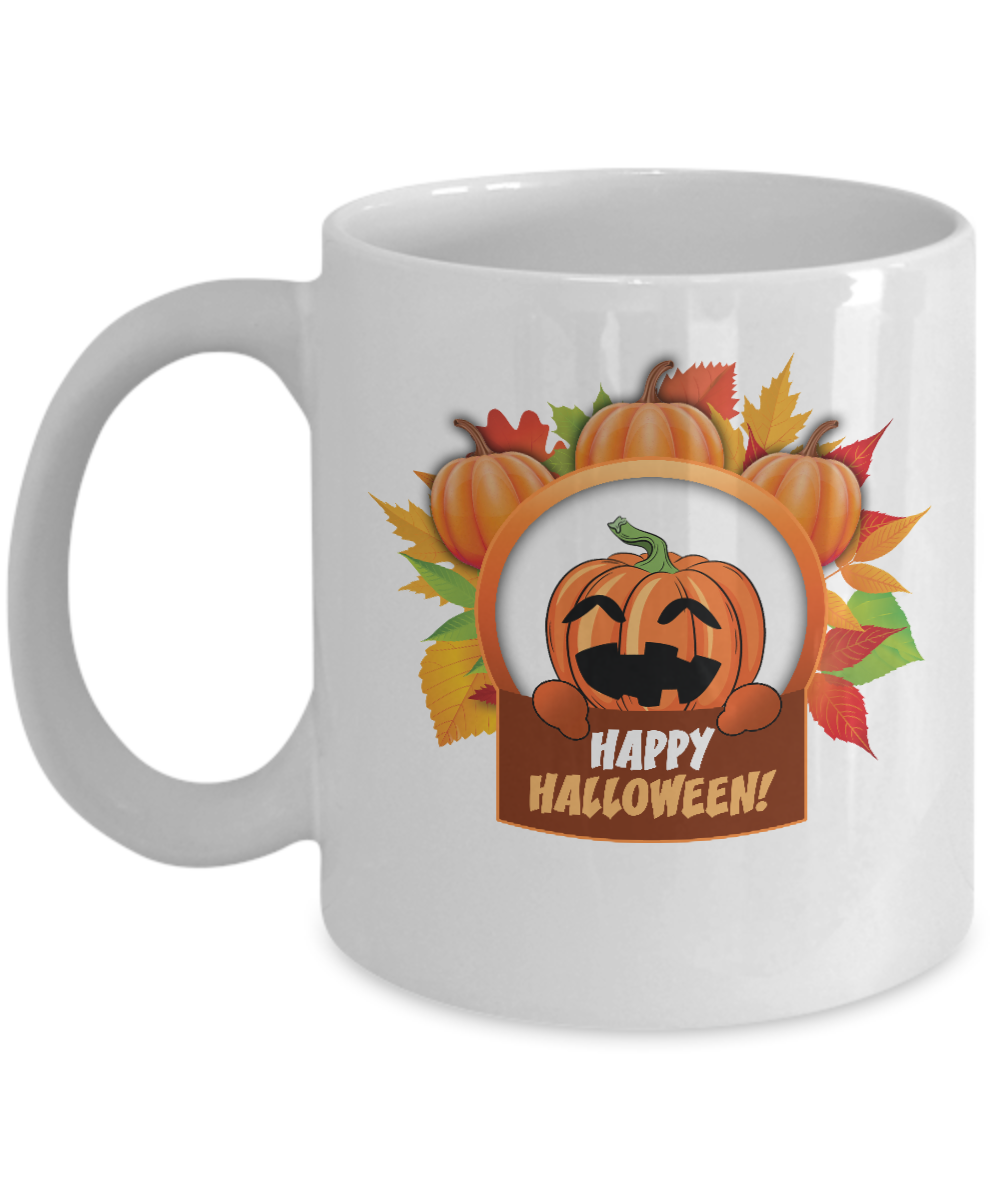 Happy Halloween Coffee Cup 11 OZ, Mug Funny Tea Cup Scary Pumpkin Witch