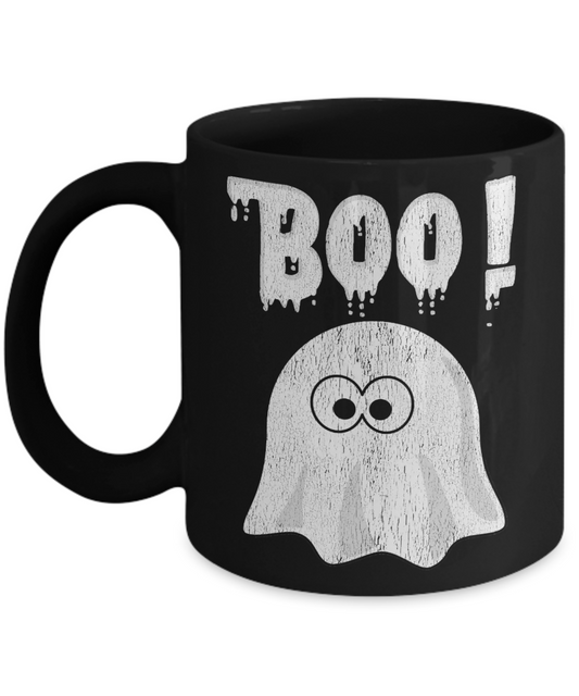 Halloween Coffee Mug, Boo-Black Porcelain Coffee Mug 11 Oz For Halloween