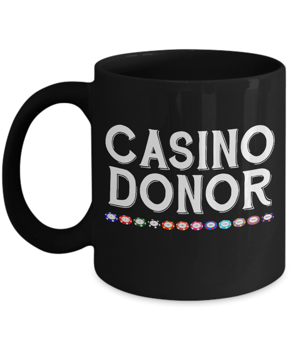 Gambler Coffee Mug, Casino Donor-Black Porcelain Coffee Mug 11 oz for card player, gambler, Casino, Gambling,Lover