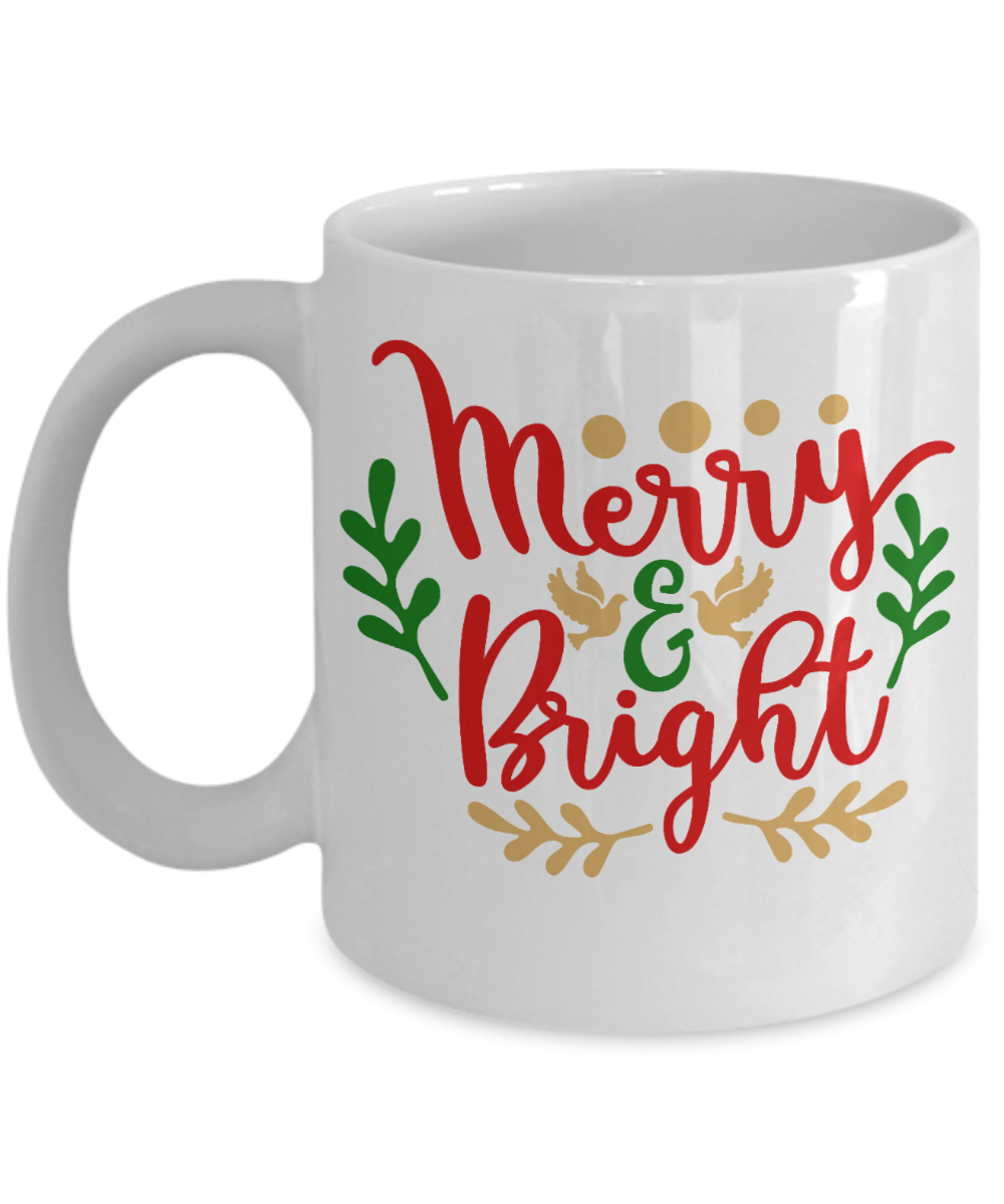 Knightmare before christmas mug - Merry and Bright - Funny Christmas Gift Mugs, Christmas Gifts for family Ceramic Cup White, Funny Mugs Gift Ideas 11 Oz