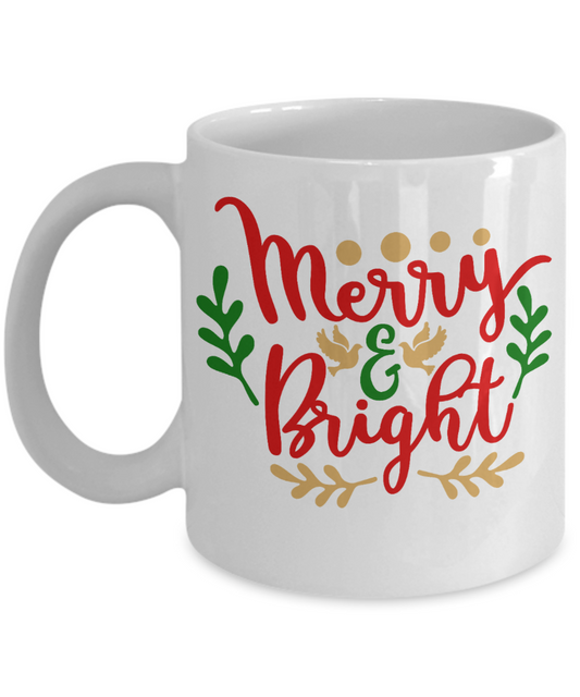 Knightmare before christmas mug - Merry and Bright - Funny Christmas Gift Mugs, Christmas Gifts for family Ceramic Cup White, Funny Mugs Gift Ideas 11 Oz