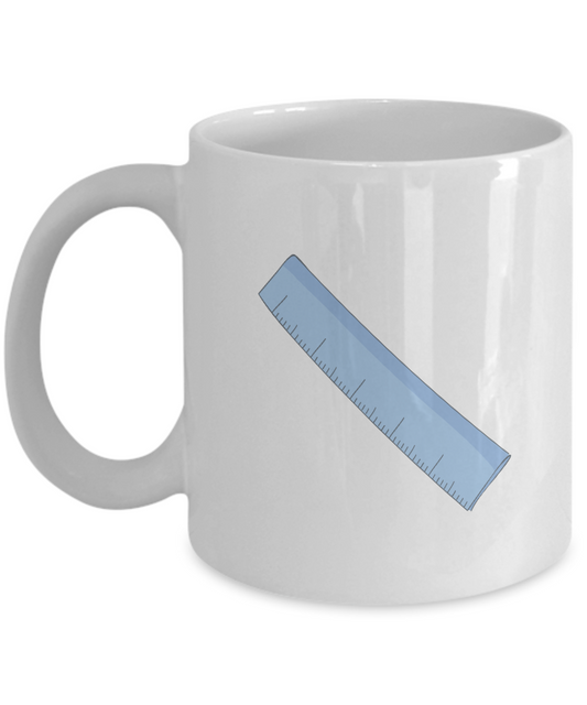 Ruler Blue 2 White Mugs - Funny Coffee Mugs - Porcelain White coffee mugs 11 oz
