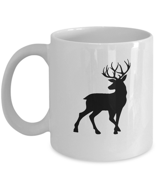 Christmas Deer Antler 2 coffee mugs - Funny Christmas   White coffee mugs 11 oz