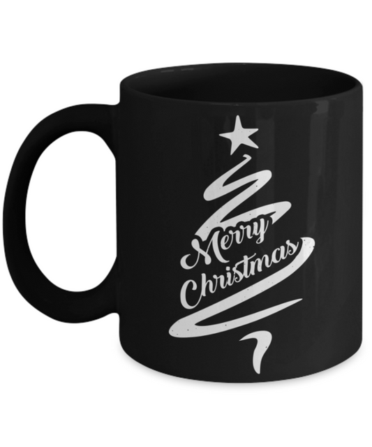Christmas gift ideas, Merry Christmas - Funny Black Porcelain Coffee Mug Cute Ceramic Cup 11 oz