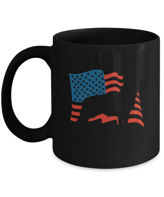 Gift gor cat lovers , USA German Shepherd - Black Coffee Mug Porcelain Tea Cup 11 oz - Great Gift