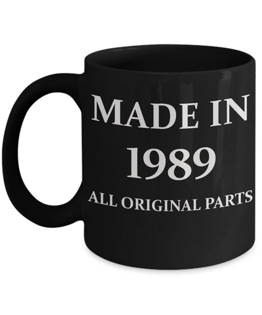 1989 birthday gifts for men cd & women, 29th Birthday Gifts - Made in 1989 All Original Parts - Black Porcelain Coffee Cup,Premium 11 oz Funny Mugs Black coffee cup Gifts Ideas