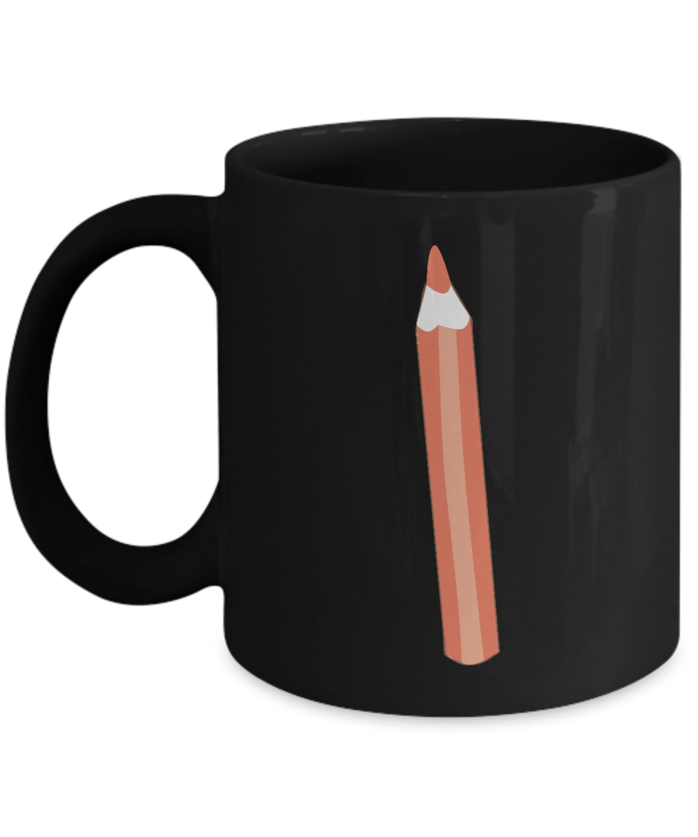 Pencil Smooth Red Black Mugs - Funny coffee Black coffee mugs 11 oz