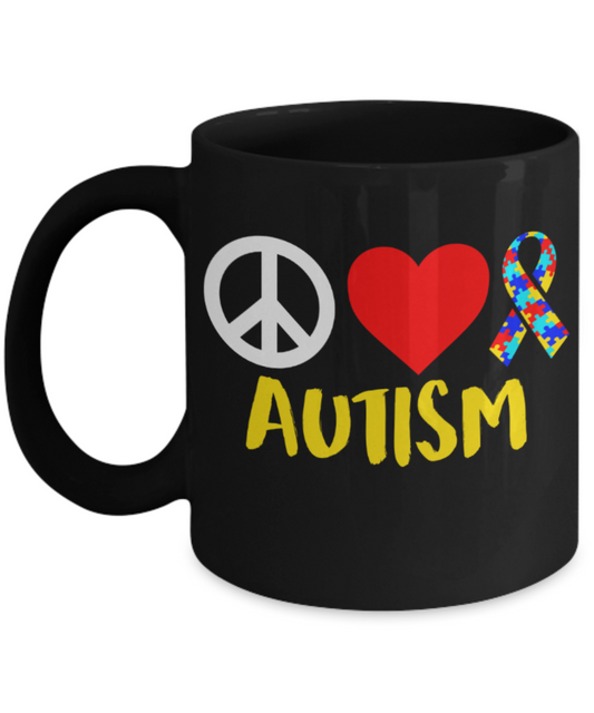 Whales lovers Mugs , Autism - Black Coffee Mug Porcelain Tea Cup 11 oz - Great Gift