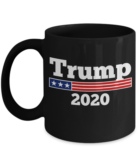 Trump 2020 Flag mugs, Trump 2020 - Funny Black Porcelain Coffee 11 oz