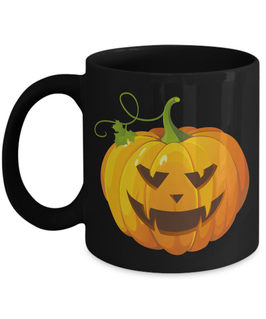 Halloween Pumpkin Coffee Mugs - Black Porcelain Coffee Cup,Premium 11 oz Black coffee cup