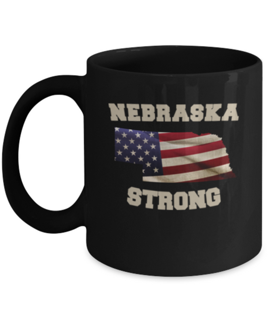 Nebraska State coffee Black mug - Porcelain Black Funny Black coffee mugs 11 oz