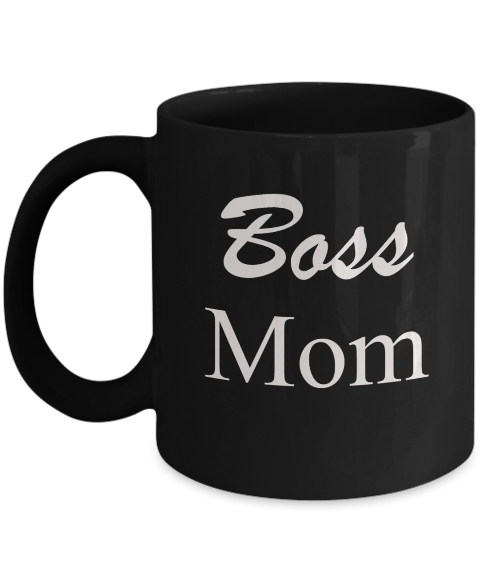Tired ass mother mug - Boss Mom - Black Porcelain Coffee Mug Cute Ceramic Cup 11 oz