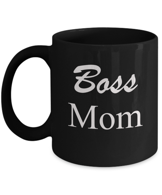 Tired ass mother mug - Boss Mom - Black Porcelain Coffee Mug Cute Ceramic Cup 11 oz