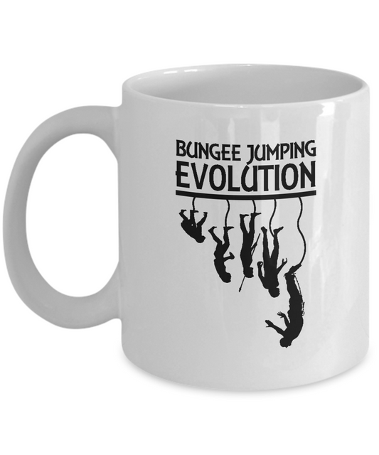 Bungee Jumping Evolution Human evolution special coffee mugs- White coffee mugs 11 oz