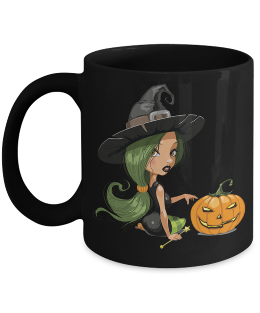 Halloween Cute Mugs - Black Porcelain Coffee Cup,Premium 11 oz Black coffee cup