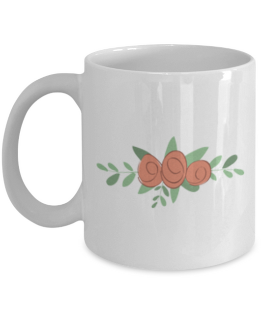 Bouquet Roses Textured Coffee Mugs - Funny  White coffee mugs 11 oz
