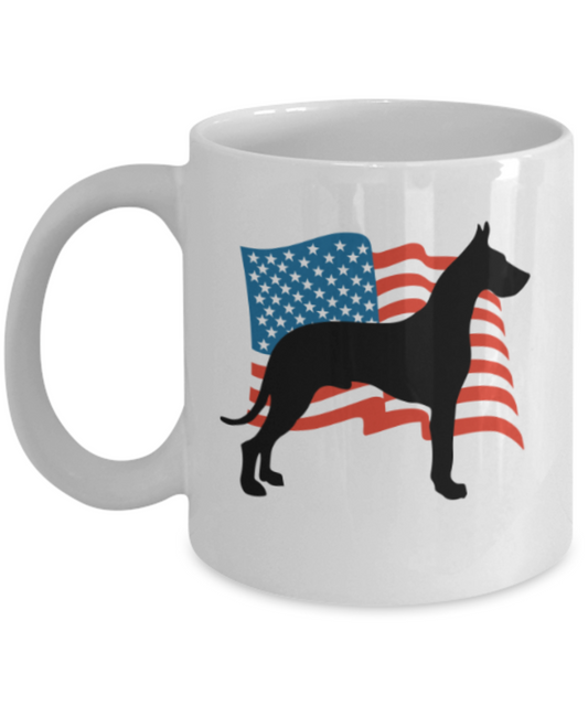 Gift gor dog lovers , USA Great Dane - White Coffee Mug Porcelain Tea Cup 11 oz - Great Gift