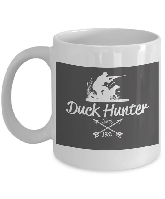 Duck Hunter Personalized  Gift Coffee mug, Duck hunter Since 1985-White Porcelain Coffee Mug 11 oz