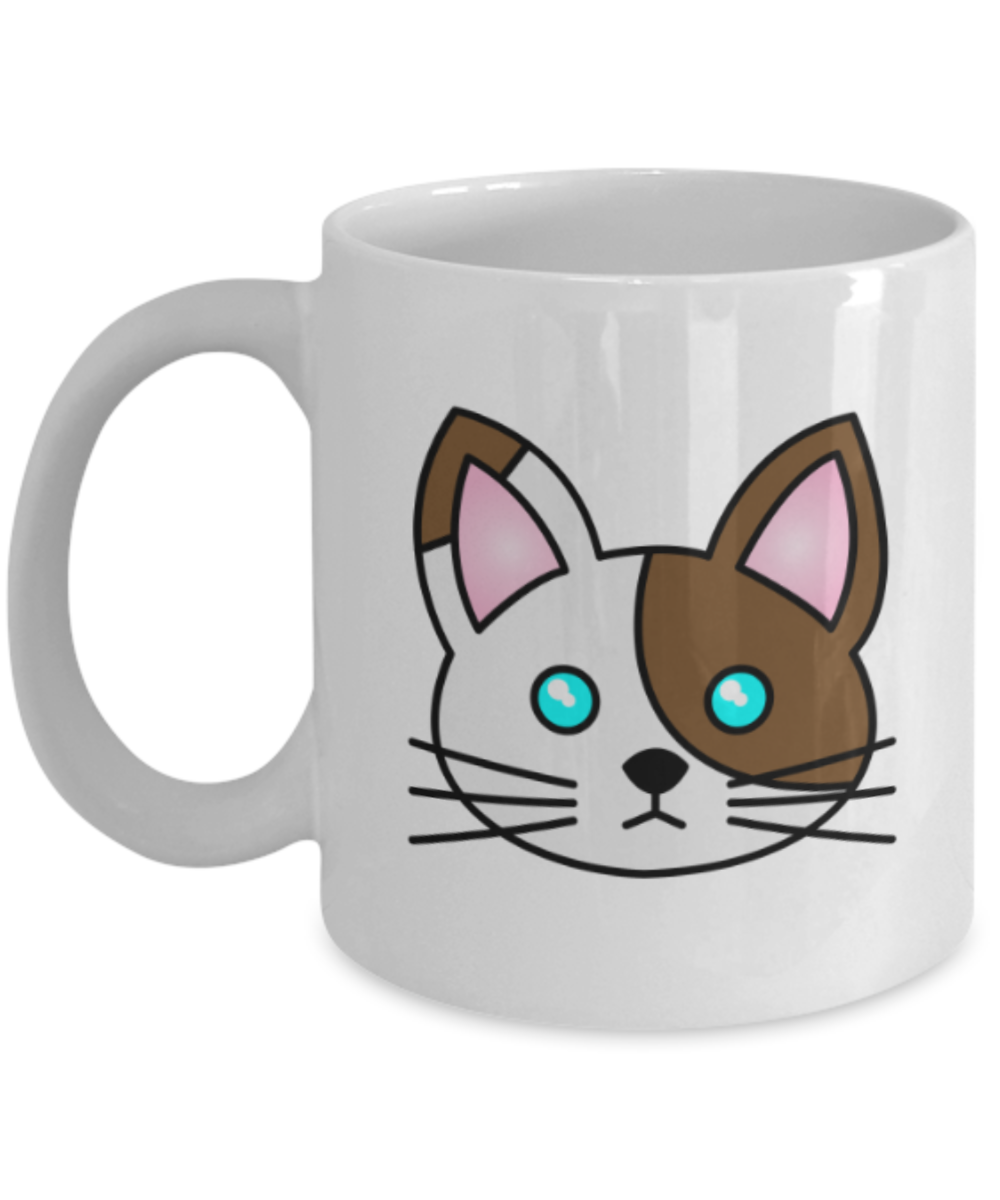 Gift gor cat lovers , White & Brown Cats - White Coffee Mug Porcelain Tea Cup 11 oz - Great Gift