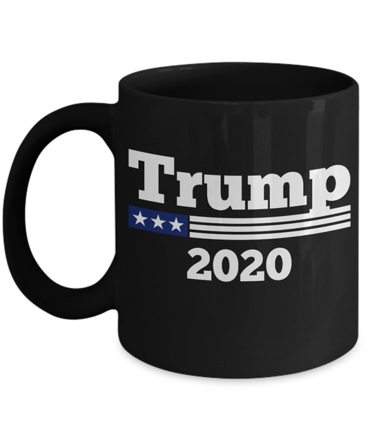 Trump 2020 Flag mugs, Trump 2020 - Funny Black Porcelain Coffee 11 oz