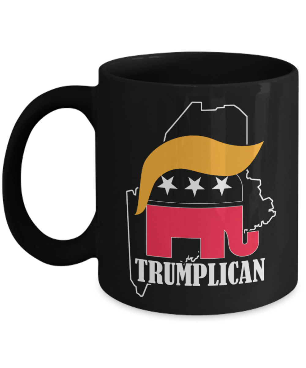Trumplican - Black Coffee Mug Porcelain Tea Cup 11 oz - Great Gift