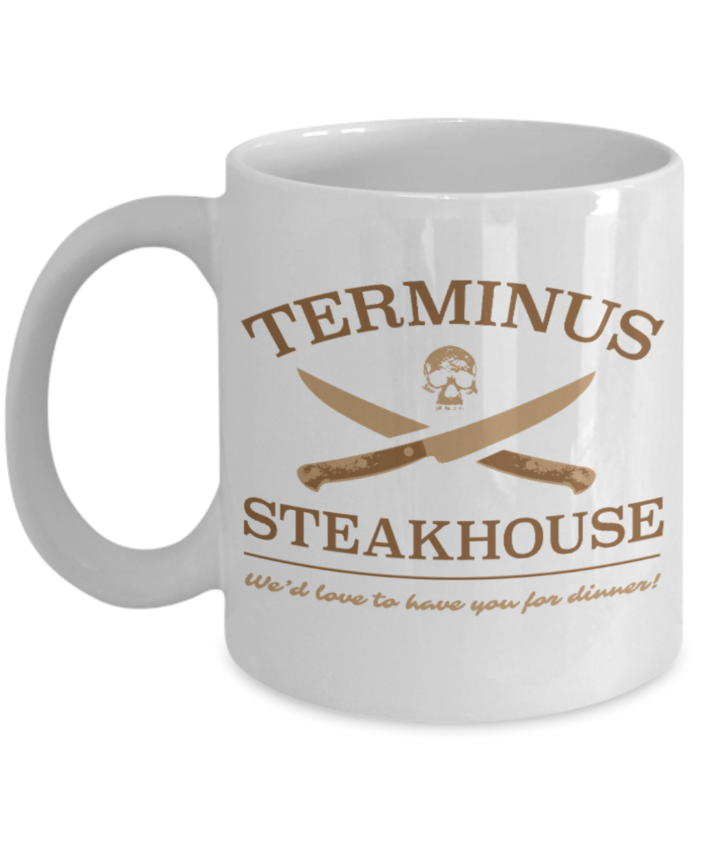 Plants vs zombies gift box mugs , Terminus Steakhouse - White Coffee Mug Porcelain Tea Cup 11 oz - Great Gift