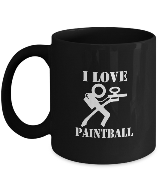 I love paintball Black coffee mugs paintball lovers -Black coffee mugs 11 oz