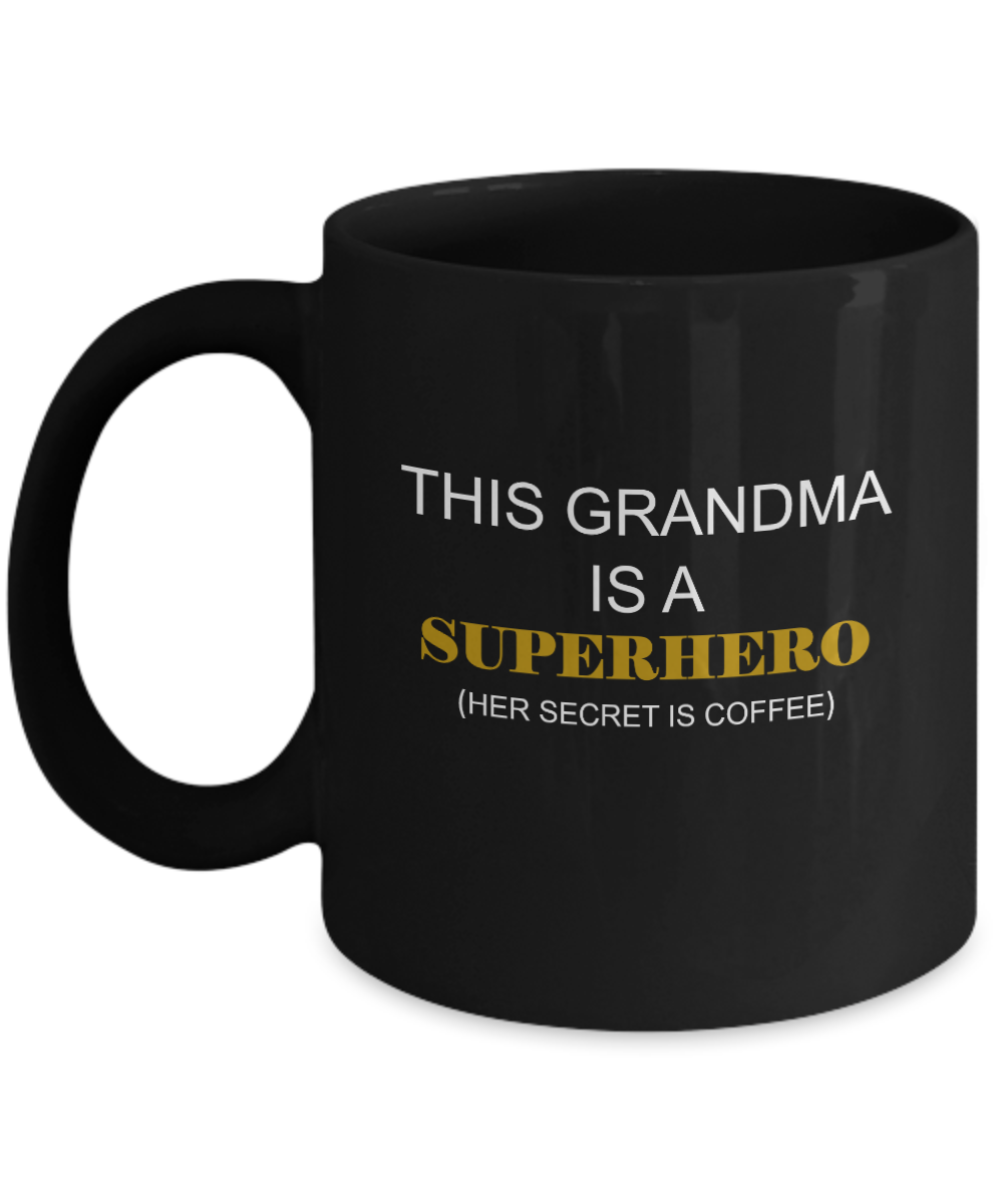 Grandma Superhero gift coffee Black Mugs - Funny Christmas Black coffee mugs 11 oz